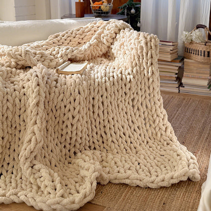 Chunky Hand-Knitted Throw Blanket