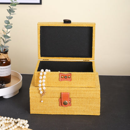 Fabric Storage Box with Leather Handle Homeandso