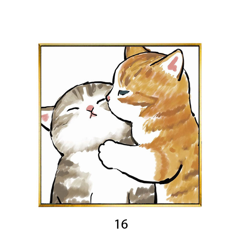 Whimsical Bird and Kitten Illustrated Wall Art Homeandso