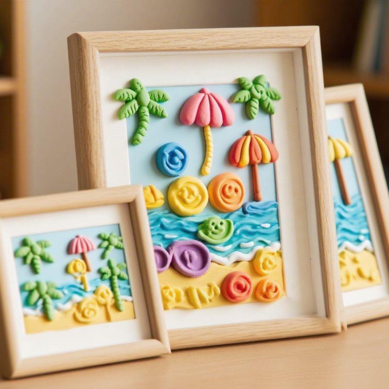 3D Beach Scene Art Frame