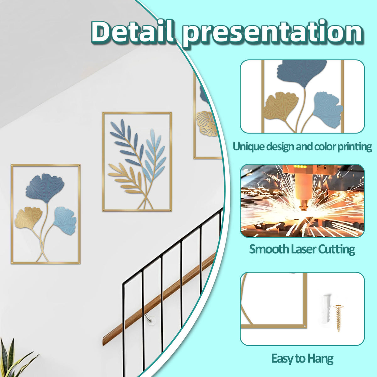 Metal Botanical Wall Art Set Homeandso