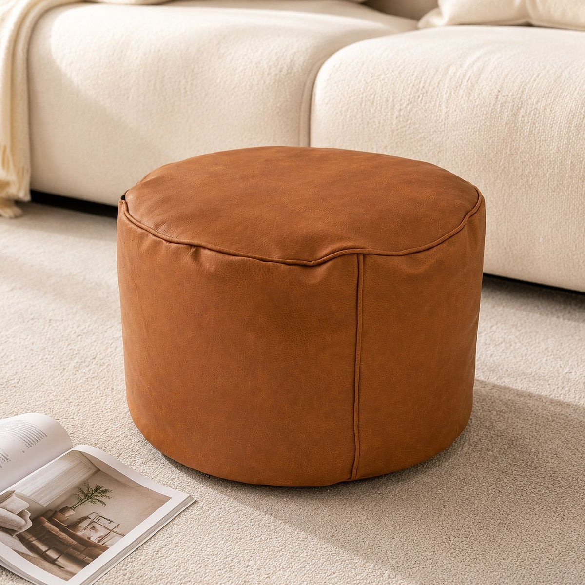 Leder Pouf Hocker