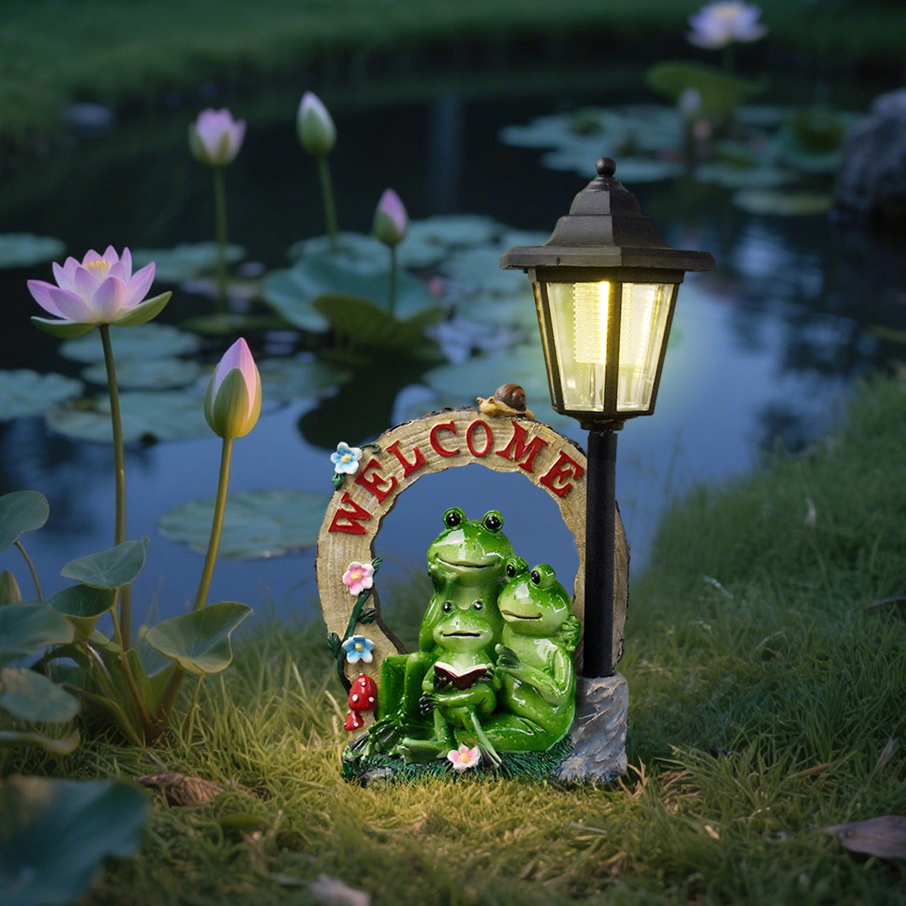 Decorative Welcome Frog Lantern Homeandso