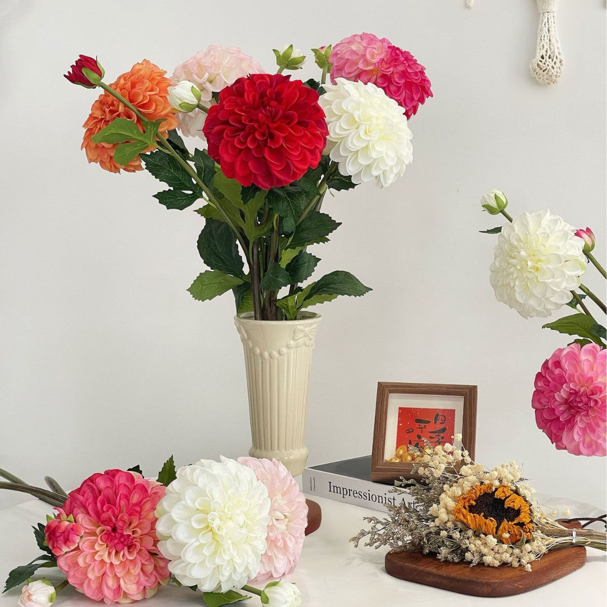 Decorative Faux Dahlia Flower Stem for Home Decor