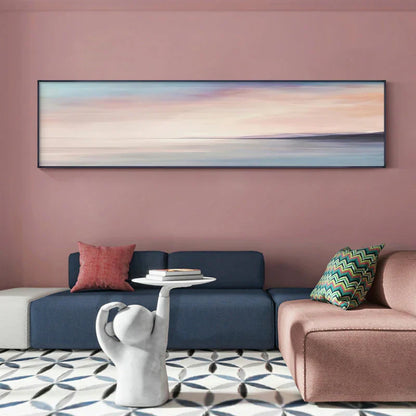 Pastel Blue Pink Purple Abstract Landscape Canvas Wall Art for Bedroom