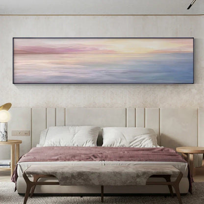 Pastel Blue Pink Purple Abstract Landscape Canvas Wall Art for Bedroom