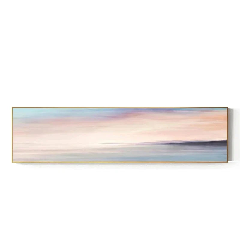 Pastel Blue Pink Purple Abstract Landscape Canvas Wall Art for Bedroom