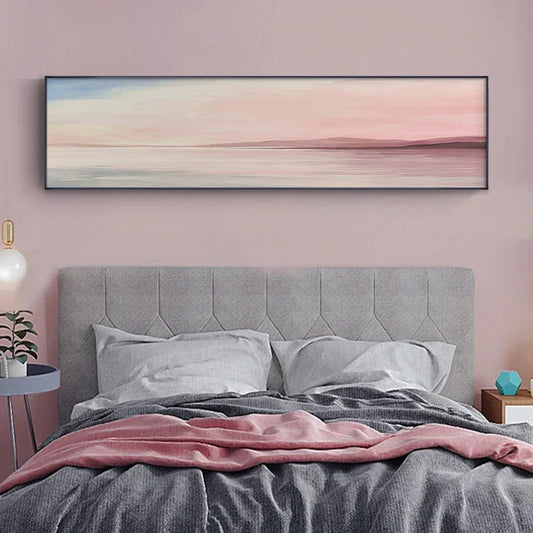Pastel Blue Pink Purple Abstract Landscape Canvas Wall Art for Bedroom