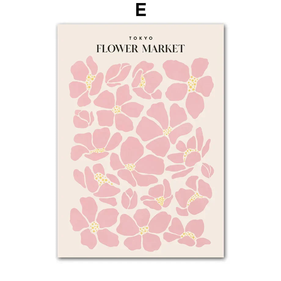 Pink Lavender Daisy Flower Market Canvas Prints for Home Decor