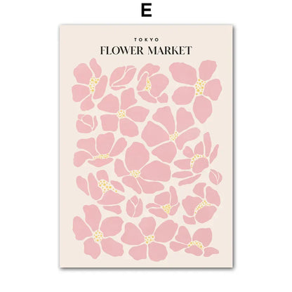 Pink Lavender Daisy Flower Market Canvas Prints for Home Decor