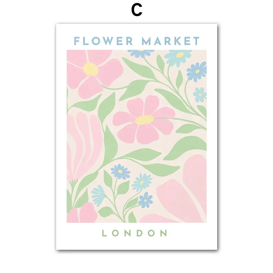 Pink Lavender Daisy Flower Market Canvas Prints for Home Decor