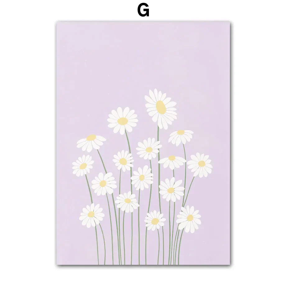 Pink Lavender Daisy Flower Market Canvas Prints for Home Decor