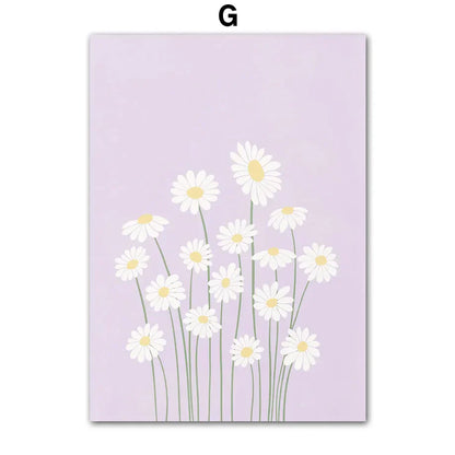 Pink Lavender Daisy Flower Market Canvas Prints for Home Decor