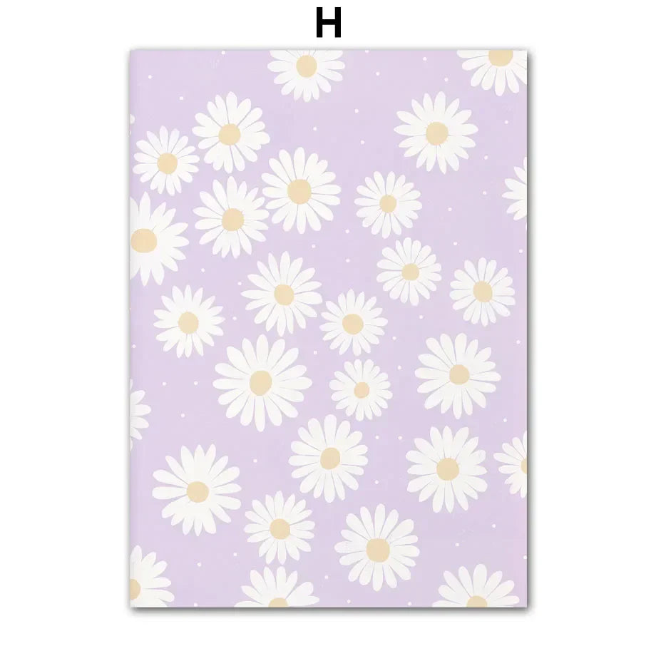 Pink Lavender Daisy Flower Market Canvas Prints for Home Decor