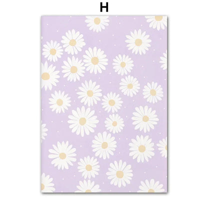 Pink Lavender Daisy Flower Market Canvas Prints for Home Decor