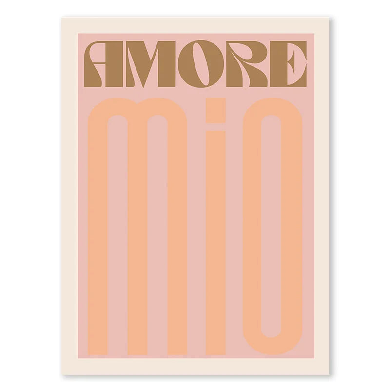 Pink Retro Love Quote Canvas Wall Art for Bedroom & Living Room Decor