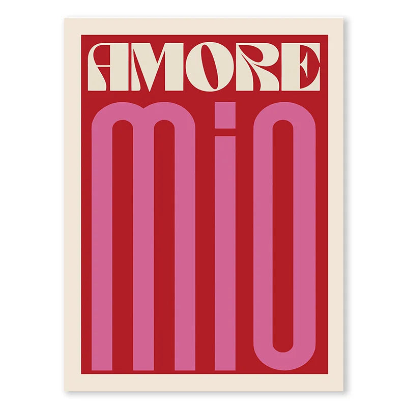 Pink Retro Love Quote Canvas Wall Art for Bedroom & Living Room Decor