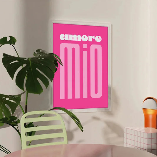 Pink Retro Love Quote Canvas Wall Art for Bedroom & Living Room Decor
