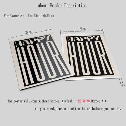 Retro Happy Hour Typographic Canvas Art for Kitchen & Living Room