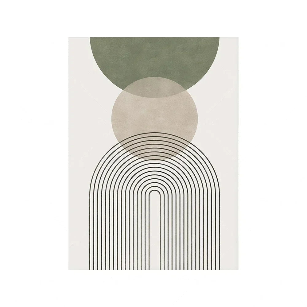 Sage Green Beige Minimalist Abstract Botanical Canvas Wall Art Prints