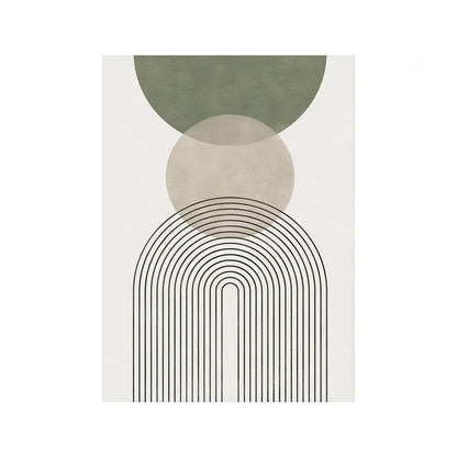 Sage Green Beige Minimalist Abstract Botanical Canvas Wall Art Prints