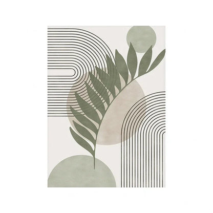 Sage Green Beige Minimalist Abstract Botanical Canvas Wall Art Prints