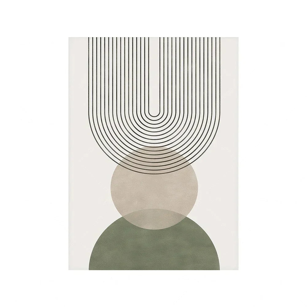 Sage Green Beige Minimalist Abstract Botanical Canvas Wall Art Prints