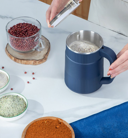 Electric Grain Mill – Mill for Grains, Seeds, Spices & Coffee (Blue / White)