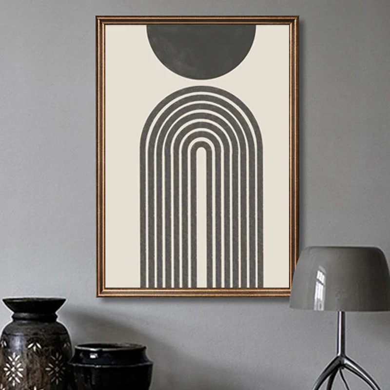 Sun Sea Circles Minimalist Line Art Canvas Prints for Modern Decor
