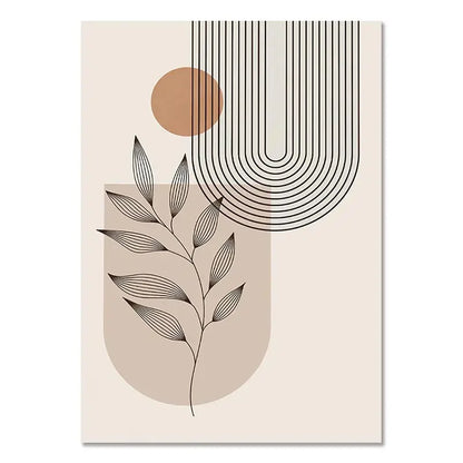 Terracotta Sun Minimalist Abstract Wall Art Canvas Print for Home