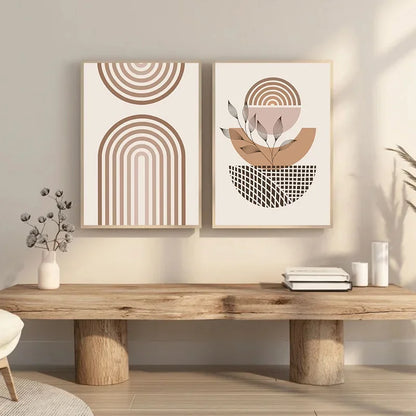 Terracotta Sun Minimalist Abstract Wall Art Canvas Print for Home