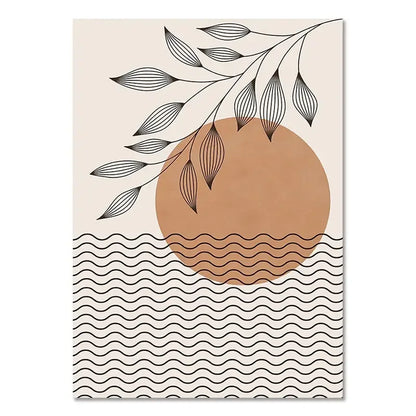 Terracotta Sun Minimalist Abstract Wall Art Canvas Print for Home
