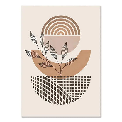 Terracotta Sun Minimalist Abstract Wall Art Canvas Print for Home
