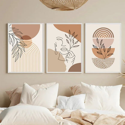 Terracotta Sun Minimalist Abstract Wall Art Canvas Print for Home