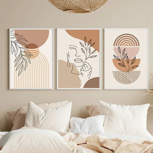 Terracotta Sun Minimalist Abstract Wall Art Canvas Print for Home