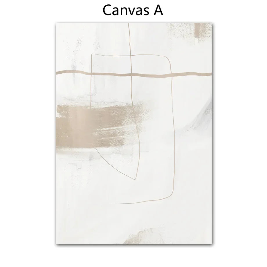 Absolute Minimal Beige White Abstract Wall Art Fine Art Canvas Prints Simple Artworks For Modern Apartment Living Room Art For Contemporary Decor | Home&so-Homeandso