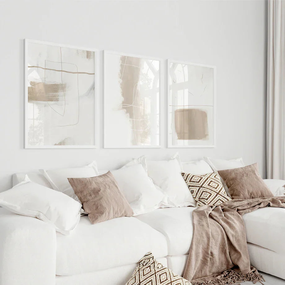 Absolute Minimal Beige White Abstract Wall Art Fine Art Canvas Prints Simple Artworks For Modern Apartment Living Room Art For Contemporary Decor | Home&so-Homeandso