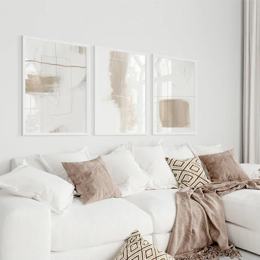 Absolute Minimal Beige White Abstract Wall Art Fine Art Canvas Prints Simple Artworks For Modern Apartment Living Room Art For Contemporary Decor | Home&so-Homeandso