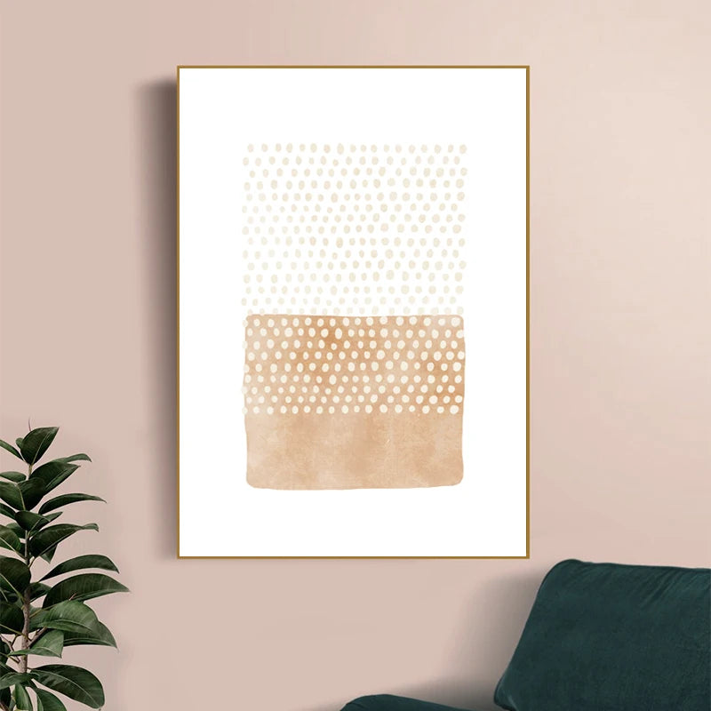 Abstract Minimalist Scandinavian Dot Art Wall Art Fine Art Canvas Prints Shades Of Beige Black Brown Neutral Color Pictures For Modern Living Room Home Decor | Home&so-Homeandso