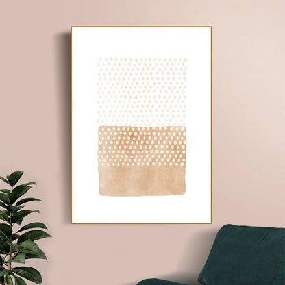 Abstract Minimalist Scandinavian Dot Art Wall Art Fine Art Canvas Prints Shades Of Beige Black Brown Neutral Color Pictures For Modern Living Room Home Decor | Home&so-Homeandso