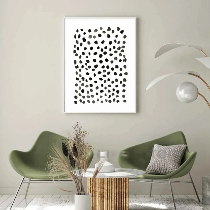 Abstract Minimalist Scandinavian Dot Art Wall Art Fine Art Canvas Prints Shades Of Beige Black Brown Neutral Color Pictures For Modern Living Room Home Decor | Home&so-Homeandso