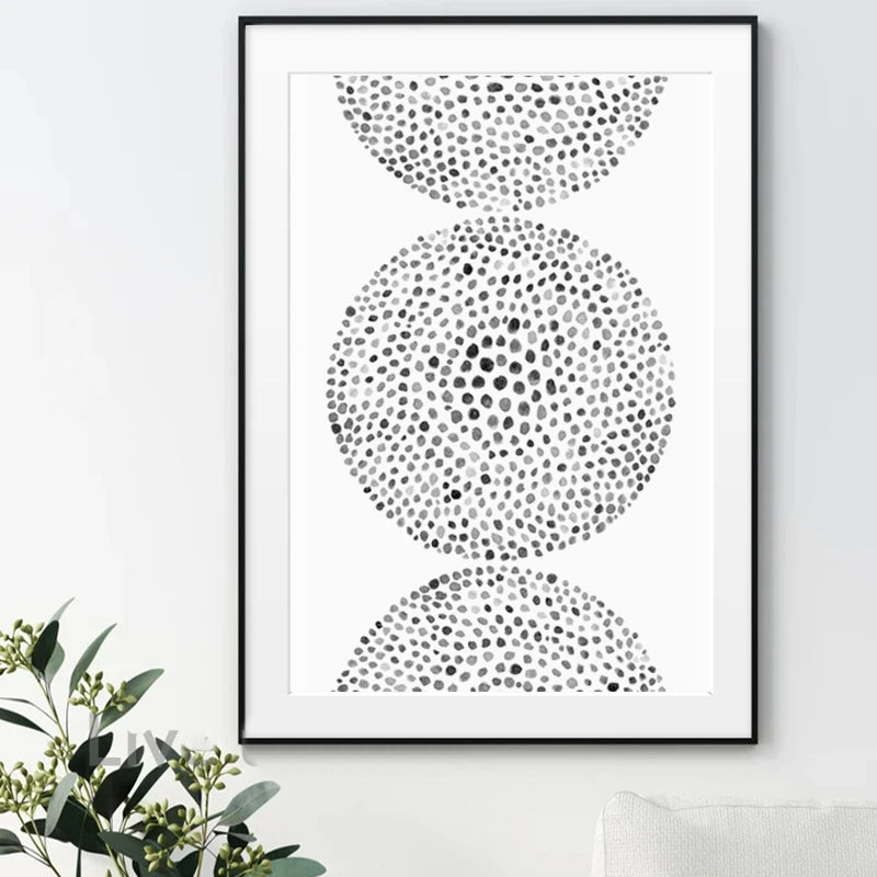 Abstract Minimalist Scandinavian Dot Art Wall Art Fine Art Canvas Prints Shades Of Beige Black Brown Neutral Color Pictures For Modern Living Room Home Decor | Home&so-Homeandso