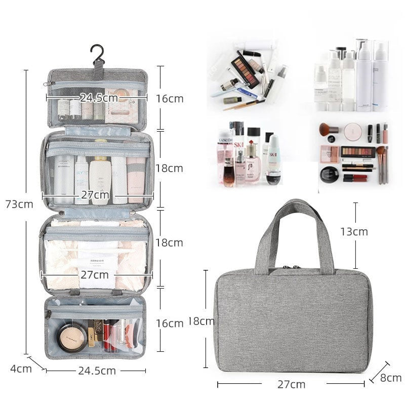 Waterproof toiletry bag travel bag with hook for hanging