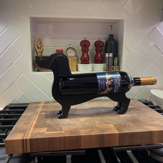 Dachshund wine bottle holder | Decorative table stand made of resin | Multiple colors