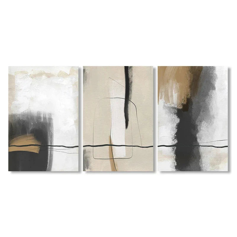 Beige Gray Black Scandinavian Abstract Wall Art Fine Art Canvas Prints Beige Grey Pictures For Minimalist Living Room Art For Contemporary Interiors | Home&so-Homeandso