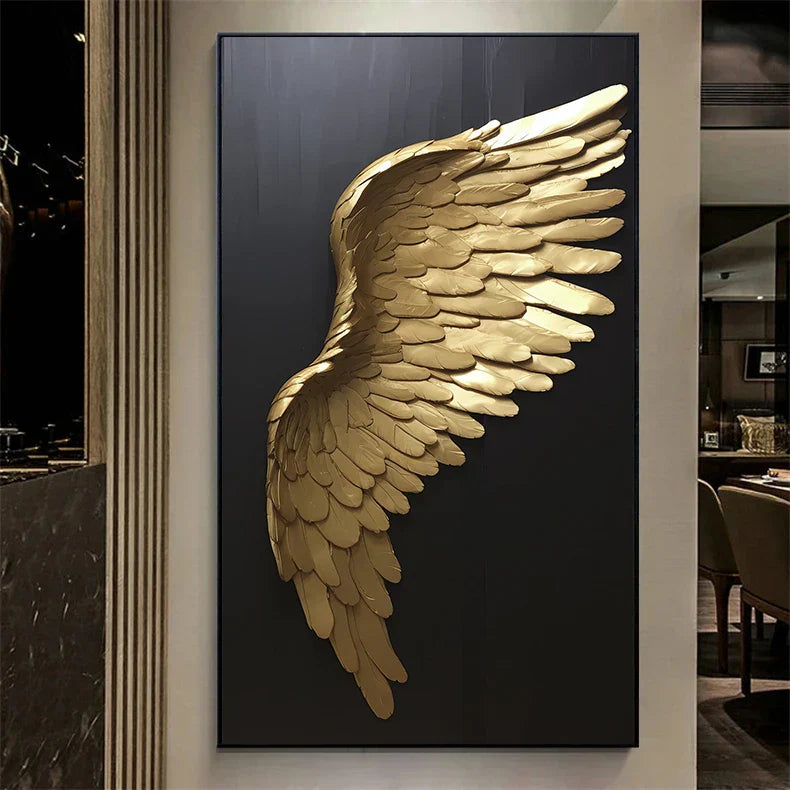 Big Sizes Golden Dream Angel Wings Wall Art Fine Art Canvas Prints Pictures For Modern Apartment Living Room Light Luxury Boutique Fashion House Art Decor | Home&so-Homeandso
