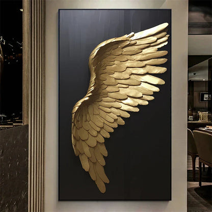 Big Sizes Golden Dream Angel Wings Wall Art Fine Art Canvas Prints Pictures For Modern Apartment Living Room Light Luxury Boutique Fashion House Art Decor | Home&so-Homeandso