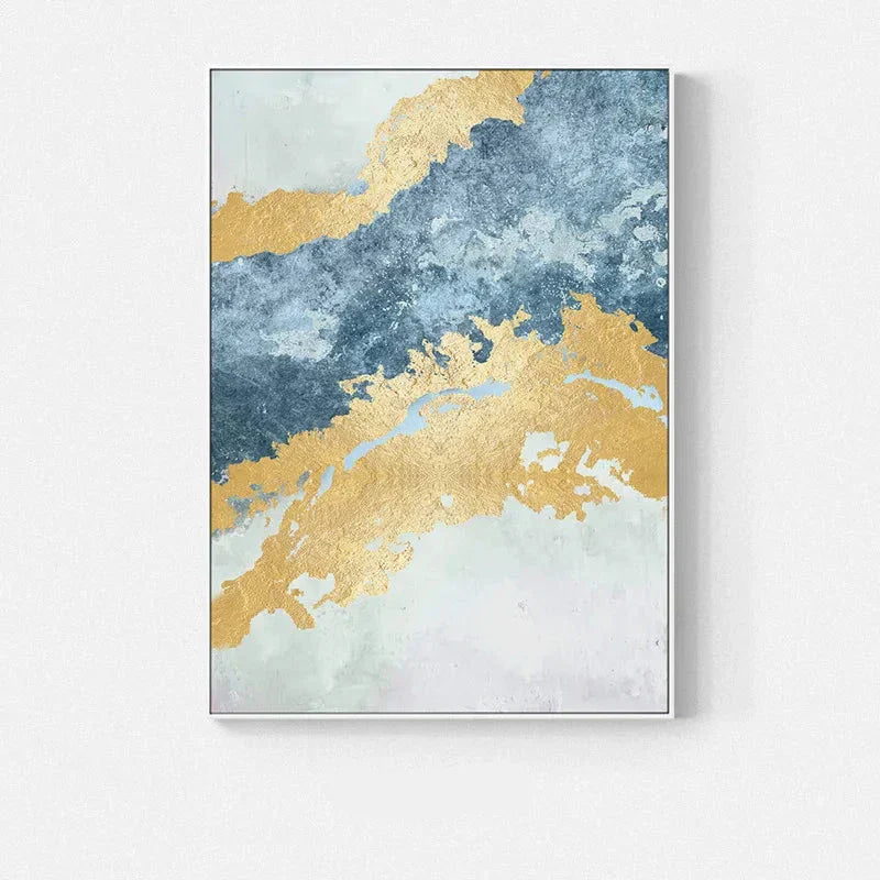 Blue Golden Ocean Spray Seascape Abstract Wall Art Fine Art Canvas Prints Marble Pictures For Living Room Dining Room Art For Contemporary Interiors | Home&so-Homeandso