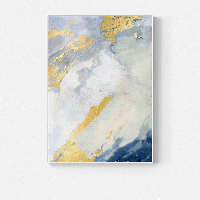 Blue Golden Ocean Spray Seascape Abstract Wall Art Fine Art Canvas Prints Marble Pictures For Living Room Dining Room Art For Contemporary Interiors | Home&so-Homeandso