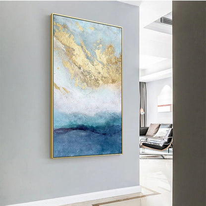Blue Golden Ocean Spray Seascape Abstract Wall Art Fine Art Canvas Prints Marble Pictures For Living Room Dining Room Art For Contemporary Interiors | Home&so-Homeandso